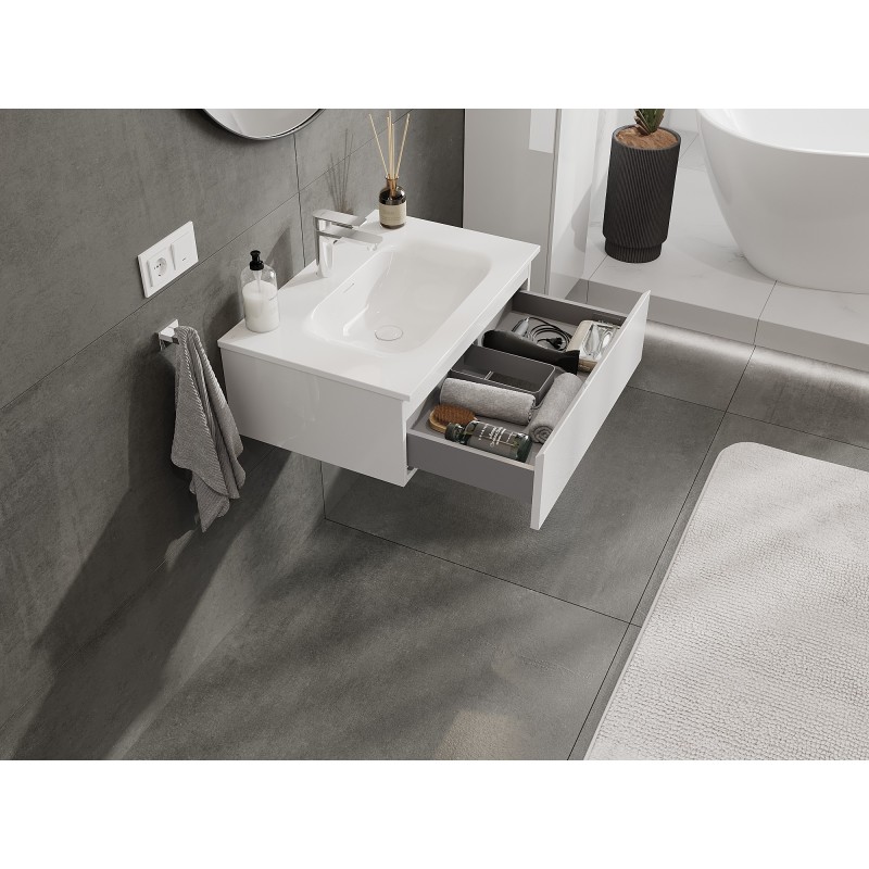 Mexen Orio koupelnová skříňka 70 cm s umyvadlem Vela, 1 zásuvka, bílý lesk - 91A10-07023-1-BF00-W23M00