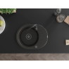 Mexen Kevin granitový dřez 1-komorový s odkapávačem 586 x 458 mm, černý/zlatý metalik, černý sifon - 6517581005-75-B