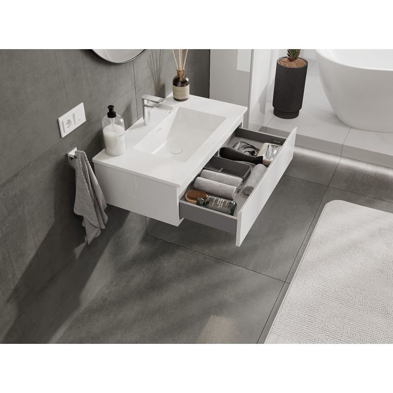 Mexen Orio koupelnová skříňka 80 cm s umyvadlem Otis, 1 zásuvka, bílý lesk - 91A10-08023-1-BF00-W18M00