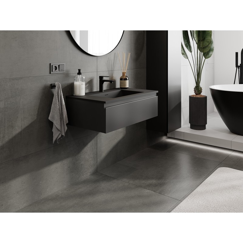 Mexen Orio koupelnová skříňka 80 cm s umyvadlem Otis, 1 zásuvka, černá matná - 91A10-08023-1-BF71-W18M71