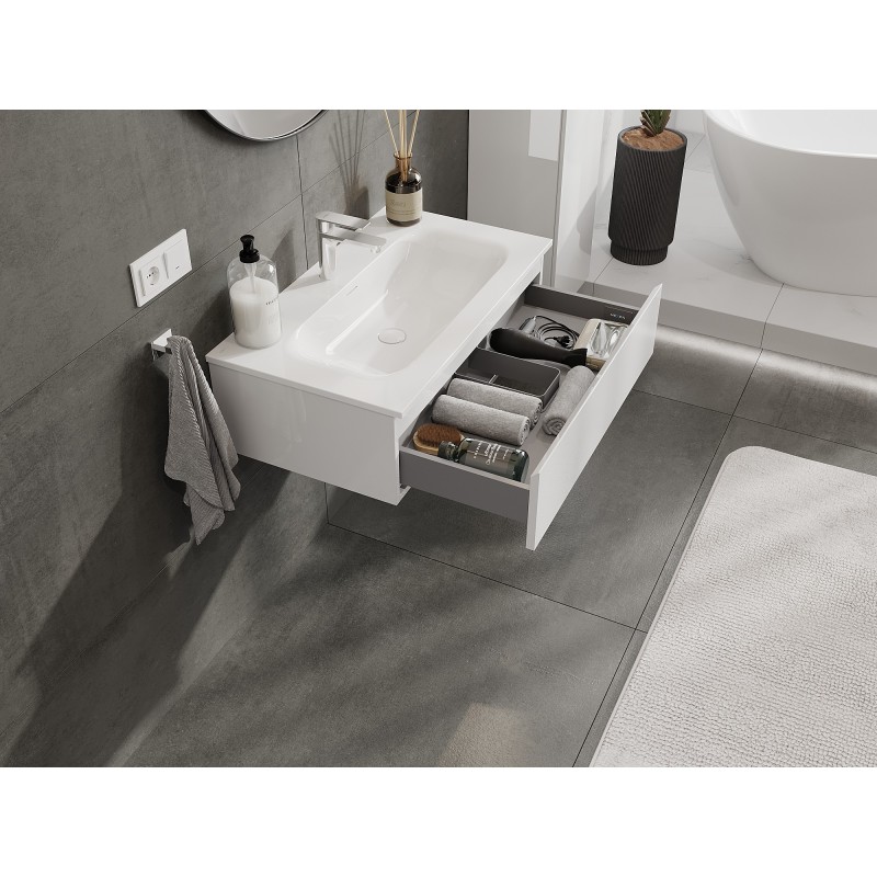 Mexen Orio koupelnová skříňka 80 cm s umyvadlem Vela, 1 zásuvka, bílý lesk - 91A10-08023-1-BF00-W23M00