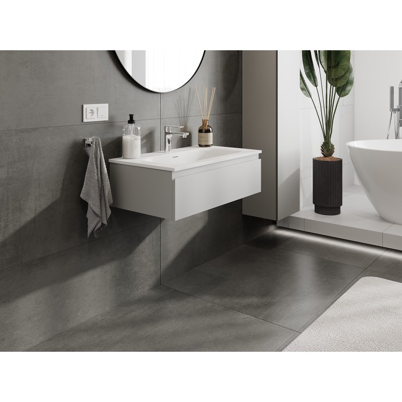 Mexen Orio koupelnová skříňka 80 cm s umyvadlem Vela, 1 zásuvka, šedá mat/bílá mat - 91A10-08023-1-BF62-W23M01