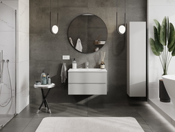 Mexen Orio koupelnová skříňka 80 cm s umyvadlem Vela, 2 zásuvky, šedá mat/bílá mat - 91A10-08047-2-BFF62-W23M01