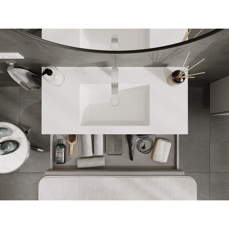 Mexen Orio koupelnová skříňka 100 cm s umyvadlem Otis, 1 zásuvka, šedá mat/bílá mat - 91A10-10023-1-BF62-W18M01