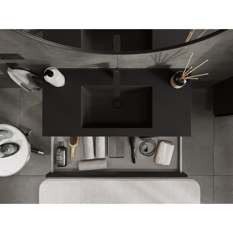 Mexen Orio koupelnová skříňka 100 cm s umyvadlem Otis, 1 zásuvka, černá mat - 91A10-10023-1-BF71-W18M71