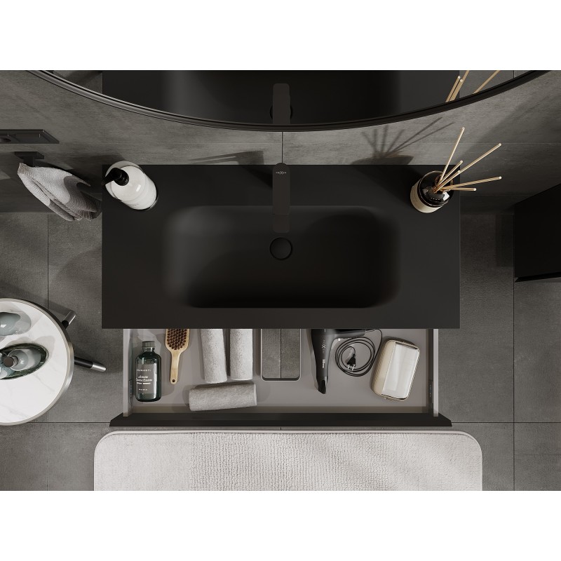 Mexen Orio koupelnová skříňka 100 cm s umyvadlem Vela, 1 zásuvka, černá mat - 91A10-10023-1-BF71-W23M71