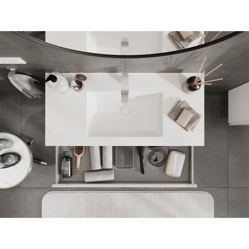 Mexen Orio koupelnová skříňka 100 cm s umyvadlem Otis, 2 zásuvky, bílý lesk - 91A10-10047-2-BFF00-W18M00