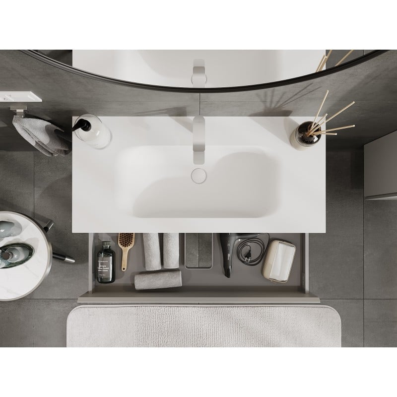 Mexen Orio koupelnová skříňka 100 cm s umyvadlem Vela, 2 zásuvky, šedá mat/bílá mat - 91A10-10047-2-BFF62-W23M01
