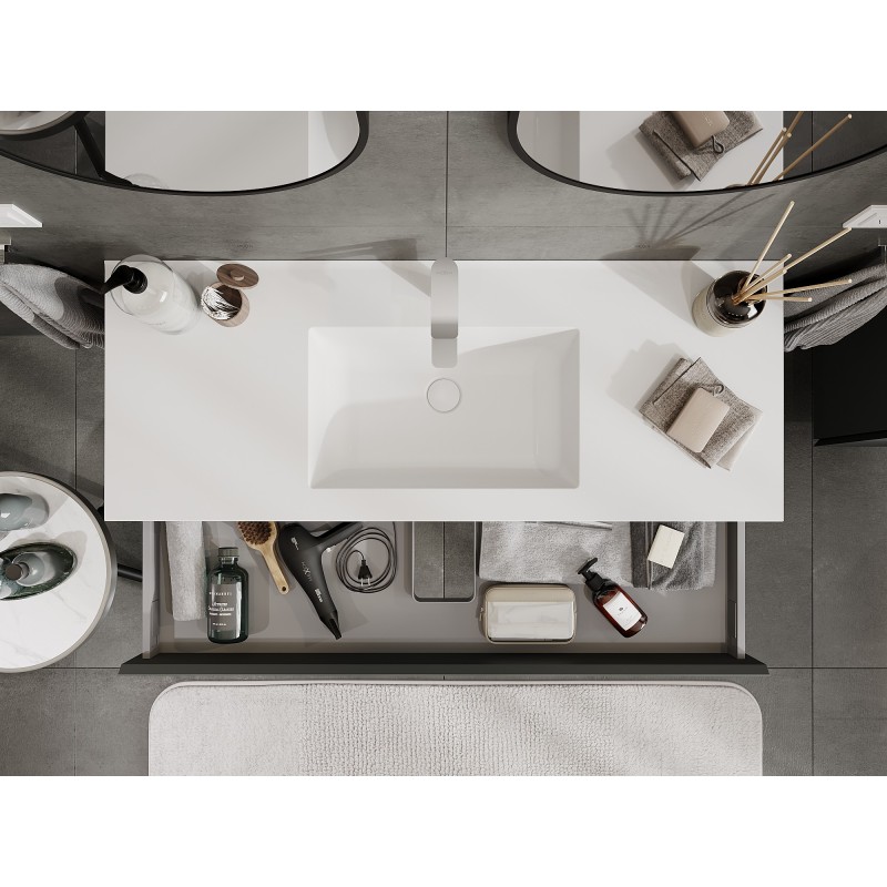 Mexen Orio koupelnová skříňka 120 cm s umyvadlem Otis, 1 zásuvka, grafit mat/bílá mat - 91A10-12023-1-BF66-W18M01