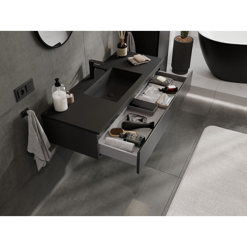 Mexen Orio koupelnová skříňka 120 cm s umyvadlem Otis, 1 zásuvka, černá mat - 91A10-12023-1-BF71-W18M71