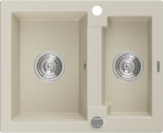 Mexen Carlos žulový dřez 1,5-komorový 582 x 475 mm, béžový, sifon chrom - 6518581500-69