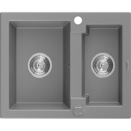 Mexen Carlos žulový dřez 1,5-komorový 582 x 475 mm, šedý, sifon chrom - 6518581500-71
