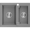 Mexen Carlos žulový dřez 1,5-komorový 582 x 475 mm, šedý, sifon chrom - 6518581500-71