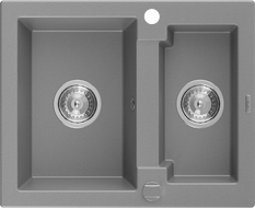Mexen Carlos žulový dřez 1,5-komorový 582 x 475 mm, šedý, sifon chrom - 6518581500-71