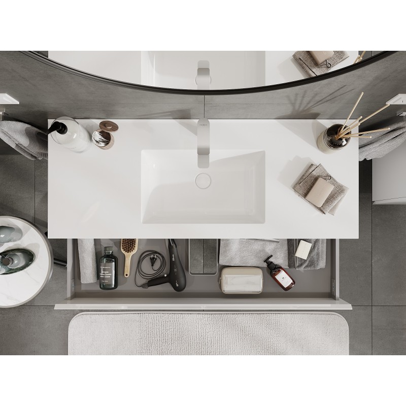 Mexen Orio koupelnová skříňka 120 cm s umyvadlem Otis, 2 zásuvky, bílý lesk - 91A10-12047-2-BFF00-W18M00