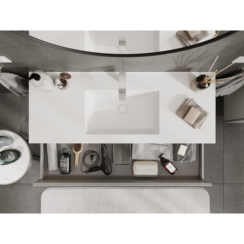 Mexen Orio koupelnová skříňka 120 cm s umyvadlem Otis, 2 zásuvky, šedá matná/bílá matná - 91A10-12047-2-BFF62-W18M01