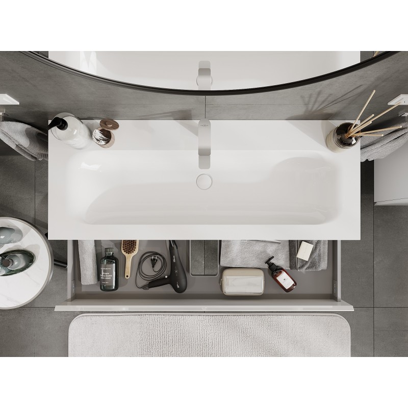 Mexen Orio koupelnová skříňka 120 cm s umyvadlem Vela, 2 zásuvky, bílý lesk - 91A10-12047-2-BFF00-W23M00