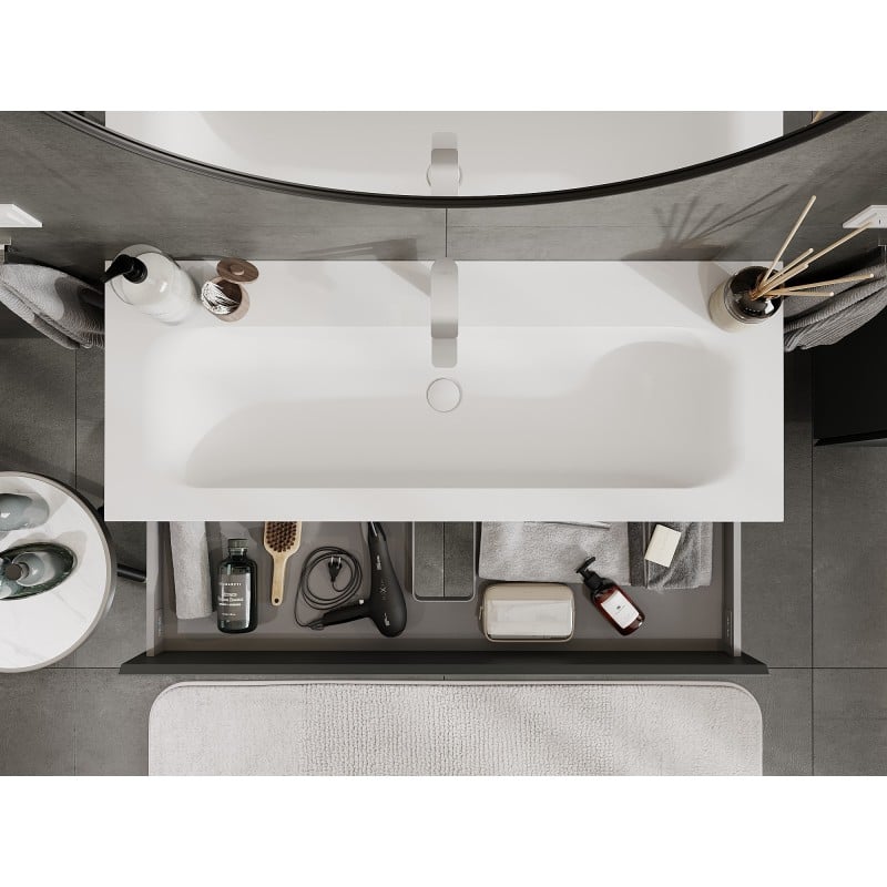 Mexen Orio koupelnová skříňka 120 cm s umyvadlem Vela, 2 zásuvky, grafit mat/bílá mat - 91A10-12047-2-BFF66-W23M01