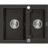 Mexen Carlos granitový dřez 1,5-komorový 582 x 475 mm, černý/zlatý metalik, sifon chrom - 6518581500-75