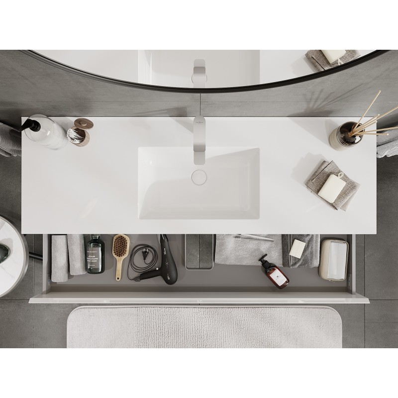 Mexen Orio koupelnová skříňka 140 cm s umyvadlem Otis, 2 zásuvky, bílý lesk - 91A10-14047-2-BFF00-W18M00