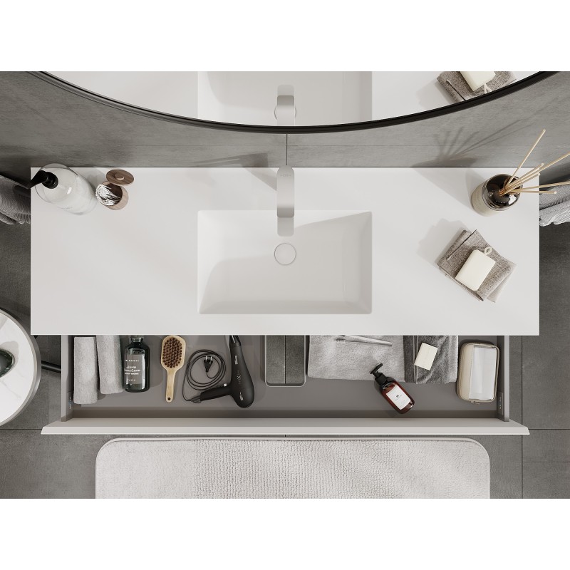 Mexen Orio koupelnová skříňka 140 cm s umyvadlem Otis, 2 zásuvky, bílá mat - 91A10-14047-2-BFF01-W18M01