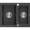 Mexen Carlos granitový dřez 1,5komorový 582 x 475 mm, černý s kropením, sifon chrom - 6518581500-76