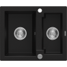 Mexen Carlos granitový dřez 1,5 komorový 582 x 475 mm, černý, sifon chrom - 6518581500-77