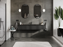 Mexen Orio koupelnová skříňka 160 cm s umyvadlem Otis, 1 zásuvka, černá matná - 91A10-16023-1-BF71-W18M71