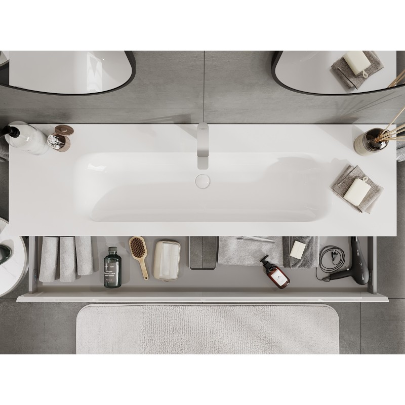 Mexen Orio koupelnová skříňka 160 cm s umyvadlem Vela, 1 zásuvka, bílý lesk - 91A10-16023-1-BF00-W23M00