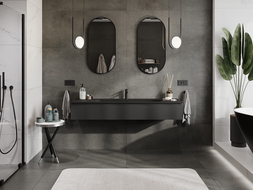 Mexen Orio koupelnová skříňka 160 cm s umyvadlem Vela, 1 zásuvka, černá matná - 91A10-16023-1-BF71-W23M71