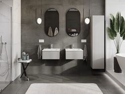 Mexen Rivel koupelnová skříňka 50 cm s umyvadlem Otis, 1 zásuvka, rýhovaná, šedá matná/bílá matná - 91A20-05023-1-BF62-W18M01