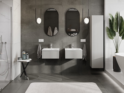 Mexen Rivel koupelnová skříňka 50 cm s umyvadlem Vela, 1 zásuvka, drážkovaná, šedá mat/bílá mat - 91A20-05023-1-BF62-W23M01