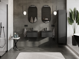 Mexen Rivel koupelnová skříňka 50 cm s umyvadlem Vela, 1 zásuvka, žebrovaná, černá mat - 91A20-05023-1-BF71-W23M71