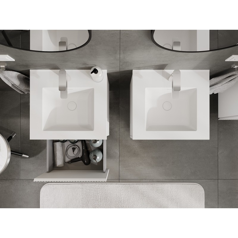 Mexen Rivel koupelnová skříňka 50 cm s umyvadlem Otis, 1 zásuvka, drážkovaná, bílá mat - 91A20-05047-1-BF01-W18M01