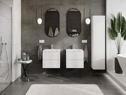 Mexen Rivel koupelnová skříňka 50 cm s umyvadlem Otis, 2 zásuvky, drážkovaný, bílý mat - 91A20-05047-2-BFF01-W18M01