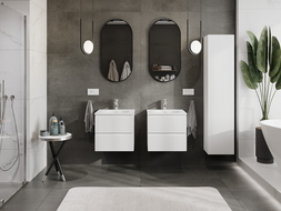 Mexen Rivel koupelnová skříňka 50 cm s umyvadlem Vela, 2 zásuvky, drážkovaná, bílý mat - 91A20-05047-2-BFF01-W23M01