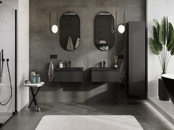 Mexen Rivel koupelnová skříňka 60 cm s umyvadlem Otis, 1 zásuvka, drážkovaná, černá mat - 91A20-06023-1-BF71-W18M71