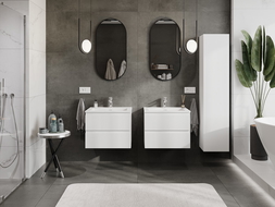 Mexen Rivel koupelnová skříňka 60 cm s umyvadlem Otis, 2 zásuvky, drážkovaná, bílá mat - 91A20-06047-2-BFF01-W18M01