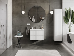 Mexen Rivel koupelnová skříňka 70 cm s umyvadlem Otis, 2 zásuvky, rýhovaná, bílá mat - 91A20-07047-2-BFF01-W18M01
