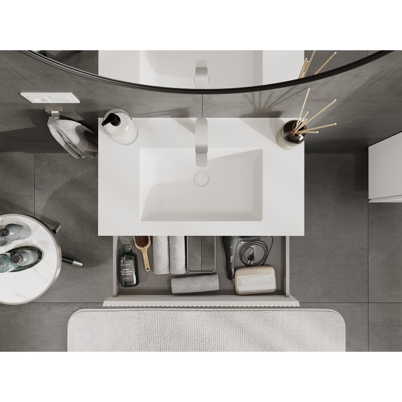 Mexen Rivel koupelnová skříňka 80 cm s umyvadlem Otis, 2 zásuvky, drážkovaná, bílá mat - 91A20-08047-2-BFF01-W18M01