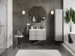 Mexen Rivel koupelnová skříňka 80 cm s umyvadlem Otis, 2 zásuvky, rýhovaná, šedá mat/bílá mat - 91A20-08047-2-BFF62-W18M01