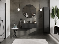 Mexen Rivel koupelnová skříňka 90 cm s umyvadlem Vela, 1 zásuvka, drážkovaná, černý mat - 91A20-09023-1-BF71-W23M71