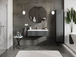 Mexen Rivel koupelnová skříňka 100 cm s umyvadlem Otis, 1 zásuvka, drážkovaná, grafit mat/bílá mat - 91A20-10023-1-BF66-W18M01