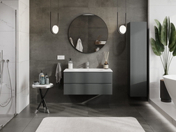 Mexen Rivel koupelnová skříňka 100 cm s umyvadlem Vela, 2 zásuvky, s drážkami, matná grafitová/bílá matná -