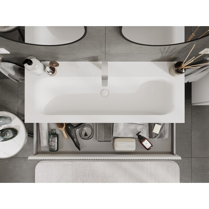 Mexen Rivel koupelnová skříňka 120 cm s umyvadlem Vela, 1 zásuvka, drážkované, bílý mat - 91A20-12023-1-BF01-W23M01