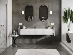 Mexen Rivel koupelnová skříňka 160 cm s umyvadlem Vela, 1 zásuvka, drážkovaná, bílá matná - 91A20-16023-1-BF01-W23M01