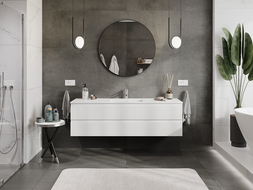 Mexen Rivel koupelnová skříňka 160 cm s umyvadlem Otis, 2 zásuvky, drážkovaná, bílá mat - 91A20-16047-2-BFF01-W18M01