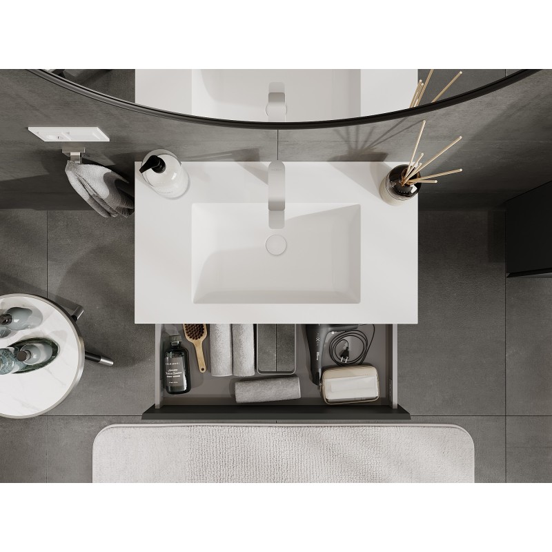 Mexen Orio koupelnová skříňka 80 cm s umyvadlem Otis, 2 zásuvky, grafit mat/bílá mat - 91A10-08047-2-BFF66-W18M01