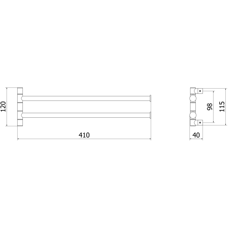 Mexen Loop dvojitý otočný držák na ručník, kartáčovaný nikl - 70A71049-97