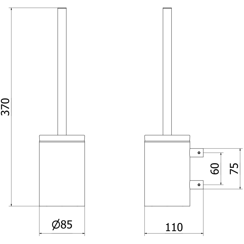 Mexen Loop toaletní kartáč, černý chrom - 70A71071-73